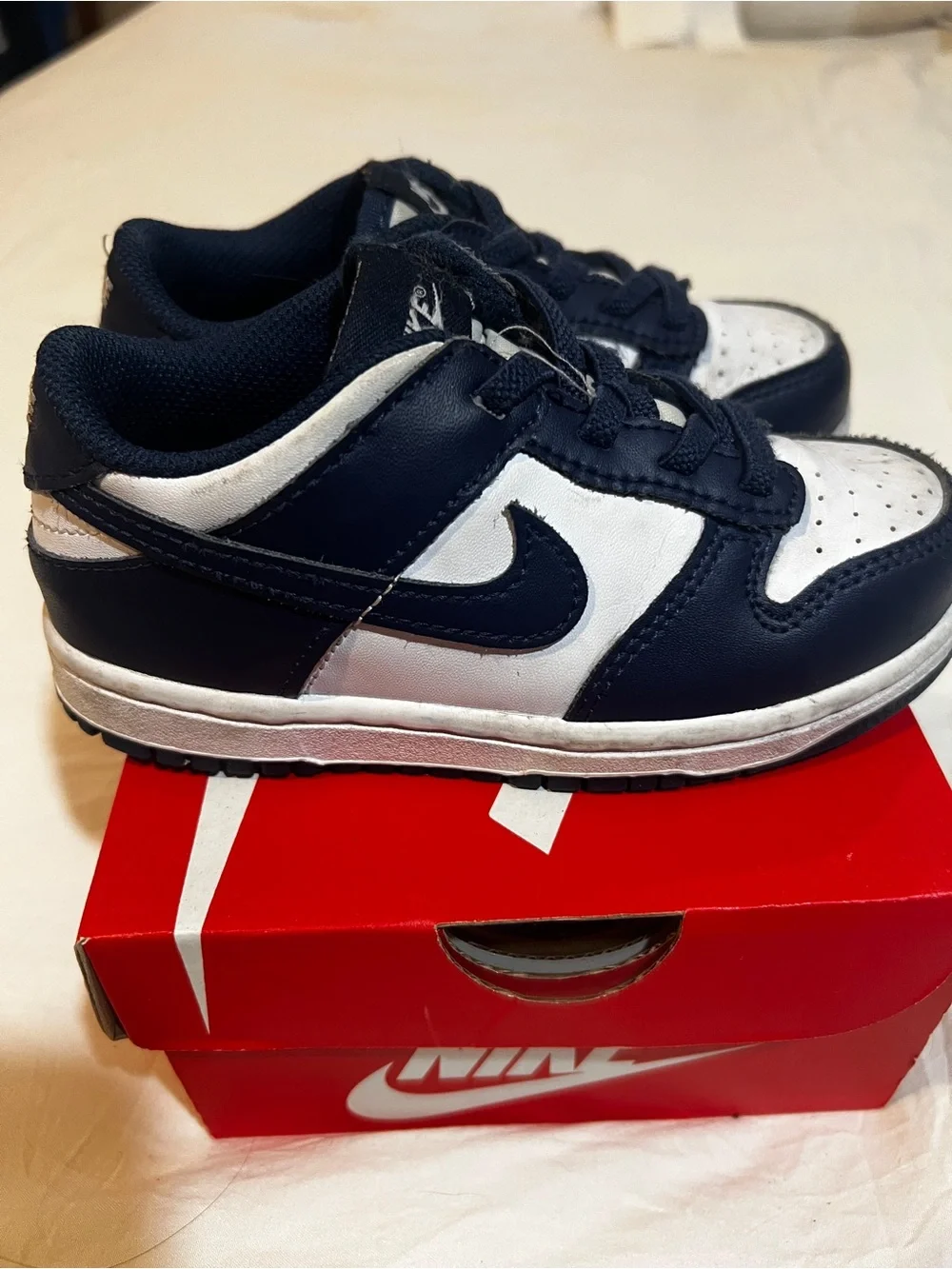 Nike Dunks Kids' Navy and White Low-Top Sneakers
